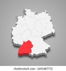 Baden-Wuerttemberg state location within Germany 3d map