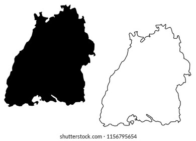 Baden-Wurttemberg (Federal Republic of Germany, State of Germany) map vector illustration, scribble sketch Baden-Wurttemberg (Baden-Württemberg) map