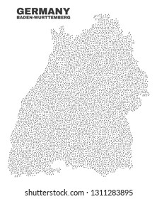 Baden-Wurttemberg Land map designed with tiny points. Vector abstraction in black color is isolated on a white background. Scattered tiny points are organized into Baden-Wurttemberg Land map.