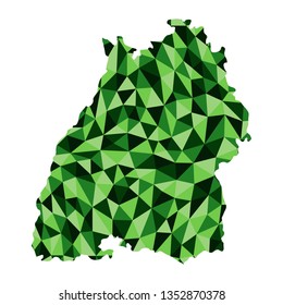 Baden-Wurttemberg region of Germany polygonal map background low poly style 5 green colors vector illustration eps

