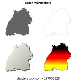 Baden-Wurttenberg outline map set - vector version