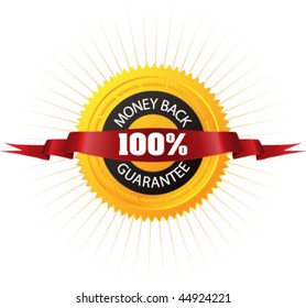 Badge "100% Money Back Guarantee" for your online store, website or business artwork. Vector.