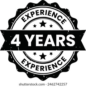 badge of 4-years experience vector sign stamp grunge rubber vintage style