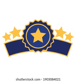 Badge 5 stars icon - rating of stars symbol isolated on white background