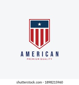 Badge Of America Logo Vector Design, Illustration Of American Flag Country, Vintage USA Flag Concept