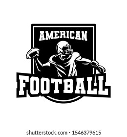badge american football team black and white with shield background