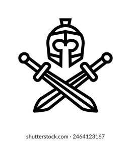 badge ancient soldier line icon vector. badge ancient soldier sign. isolated contour symbol black illustration