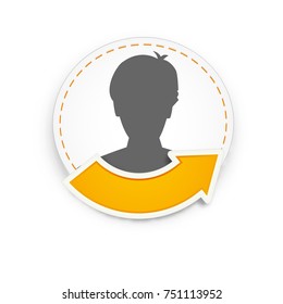 the badge with arrow and head silhouette