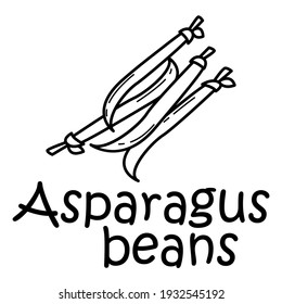 Badge asparagus beans with the inscription. Vector, eps
