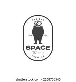 badge with astronaut logo design vector graphic symbol icon illustration creative idea