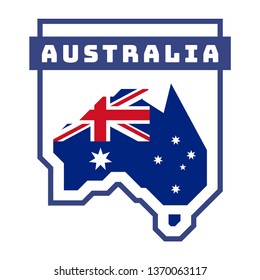 Badge of Australia. Australian map with flag.