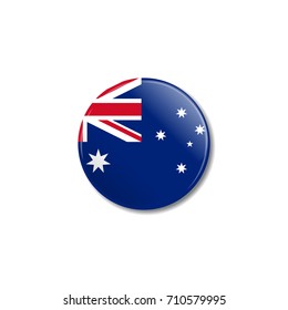 Badge with Australian flag. Vector illustration.
