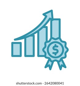 Badge Award dual tone blue color, mini illustration icon. use for modern concept, print, UI, UX kit, web and app development. Vector related to product offering, marketing, business.