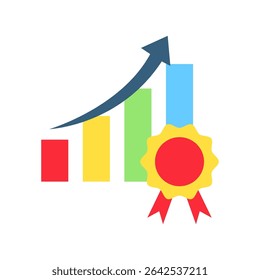 Badge Award flat color, mini illustration icon. use for modern concept, print, UI, UX kit, web and app development. Vector related to product offering, marketing, business.