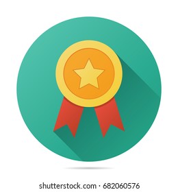 ícono de premio de placa con estrella, estilo plano vectorial, para recompensa, medalla, ganador, ilustración de premio