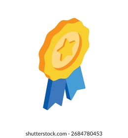 Badge Award Isometric vector Illustration 