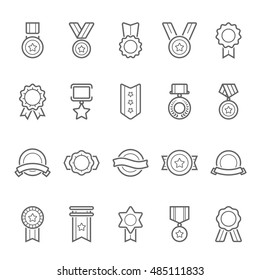 Badge Awards vector outline stroke icons set
