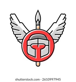 badge battle spartan roman color icon vector. badge battle spartan roman sign. isolated symbol illustration