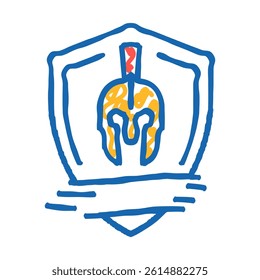 badge battle spartan roman doodle icon sketch vector. badge battle spartan roman sign. isolated symbol illustration