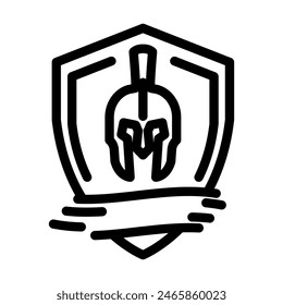 badge battle spartan roman line icon vector. badge battle spartan roman sign. isolated contour symbol black illustration