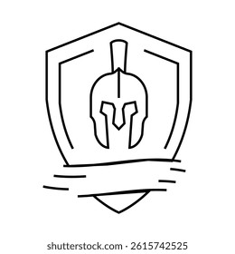 badge battle spartan roman line icon vector. badge battle spartan roman sign. isolated contour symbol black illustration