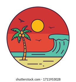 badge beach design template . for emblems , t-shirt prints, patches, posters, badges and labels and other uses