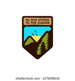 badge beautiful view mountain tree hiking 