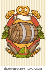 Badge for beer festival or Oktoberfest. Background for pub or bar menu and flyers.