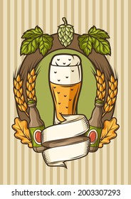 Badge for beer festival or Oktoberfest. Background for pub or bar menu and flyers.