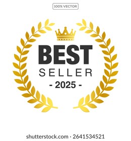  badge best seller, best choice, best price, best quality. Gold logo design with wreath laurel. Vector  illustration 4