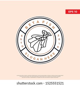badge beta fish logo. vintage icon, modern design