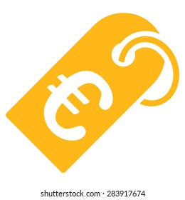 Badge from BiColor Euro Banking Icon Set. Vector style: flat, yellow symbol, rounded angles, white background.