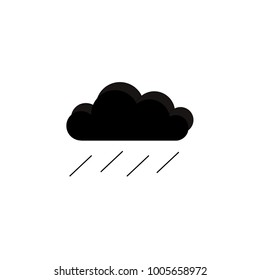 A badge of black cloudy rain on a white background, vector