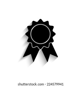 badge - black vector icon with shadow 