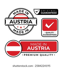 Badge bundle made in Austria label icon emblem isolated on white background. Vector illustration