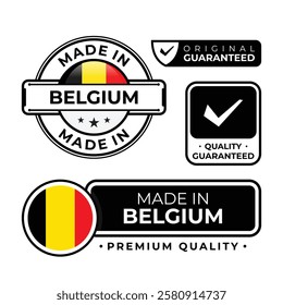 Badge bundle made in Belgium label icon emblem isolated on white background. Vector illustration