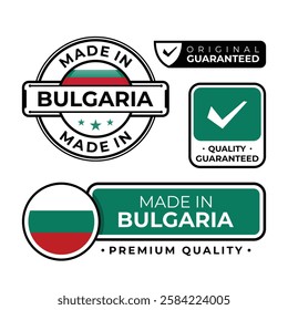 Badge bundle made in Bulgaria label icon emblem isolated on white background. Vector illustration