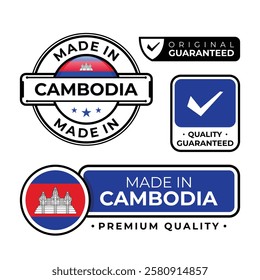 Badge bundle made in Cambodia label icon emblem isolated on white background. Vector illustration