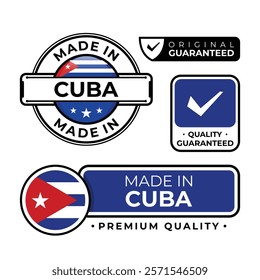 Badge bundle made in Cuba label icon emblem isolated on white background. Vector illustration