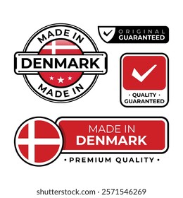 Badge bundle made in Denmark label icon emblem isolated on white background. Vector illustration