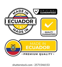 Badge bundle made in Ecuador label icon emblem isolated on white background. Vector illustration