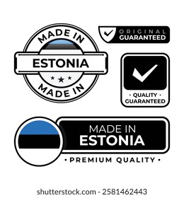 Badge bundle made in Estonia label icon emblem isolated on white background. Vector illustration