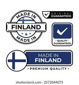 Badge bundle made in Finland label icon emblem isolated on white background. Vector illustration