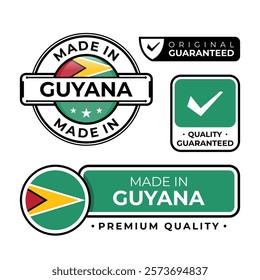 Badge bundle made in Guyana label icon emblem isolated on white background. Vector illustration