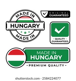 Badge bundle made in Hungary label icon emblem isolated on white background. Vector illustration