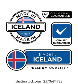 Badge bundle made in Iceland label icon emblem isolated on white background. Vector illustration