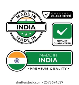 Badge bundle made in India label icon emblem isolated on white background. Vector illustration