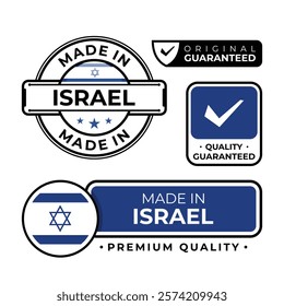 Badge bundle made in Israel label icon emblem isolated on white background. Vector illustration