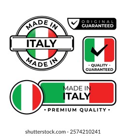 Badge bundle made in Italy label icon emblem isolated on white background. Vector illustration