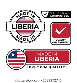 Badge bundle made in Liberia label icon emblem isolated on white background. Vector illustration